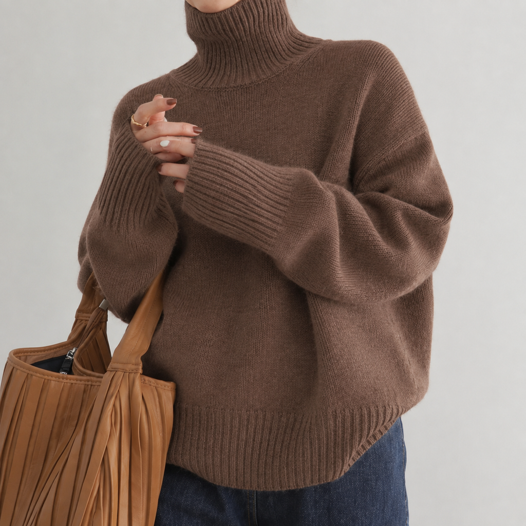BARBARA™ | MAGLIONE IN SIMIL CACHEMIRE COLLO ALTO