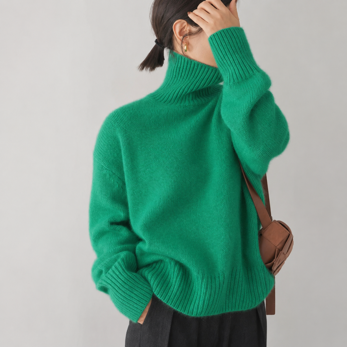 BARBARA™ | MAGLIONE IN SIMIL CACHEMIRE COLLO ALTO