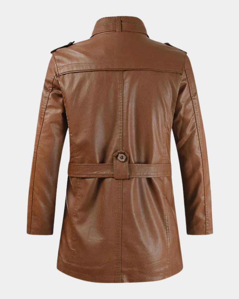 ROLANDO™ - GIACCA DI PELLE LUNGA CON COLLETTO ALTO