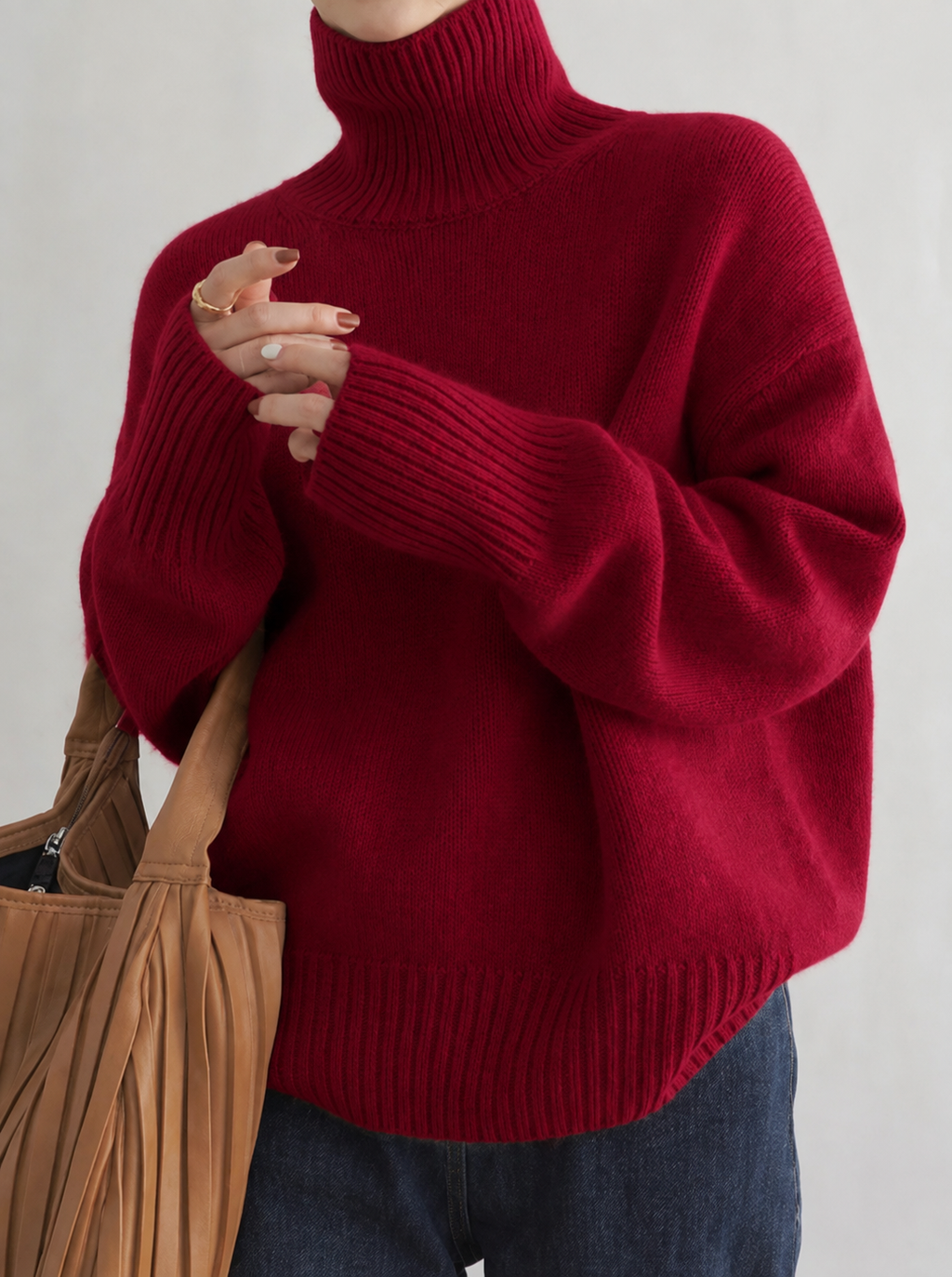BARBARA™ | MAGLIONE IN SIMIL CACHEMIRE COLLO ALTO