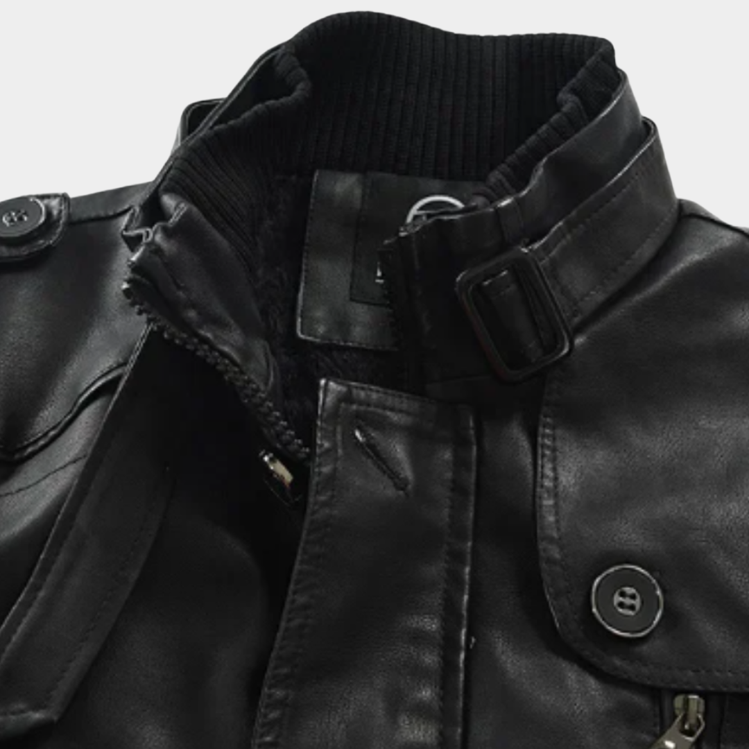 ROLANDO™ - GIACCA DI PELLE LUNGA CON COLLETTO ALTO
