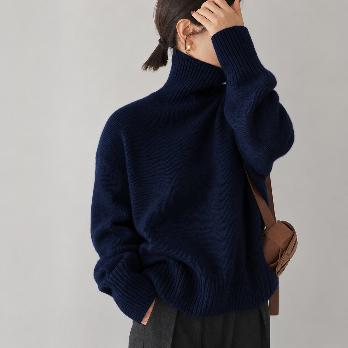 BARBARA™ | MAGLIONE IN SIMIL CACHEMIRE COLLO ALTO