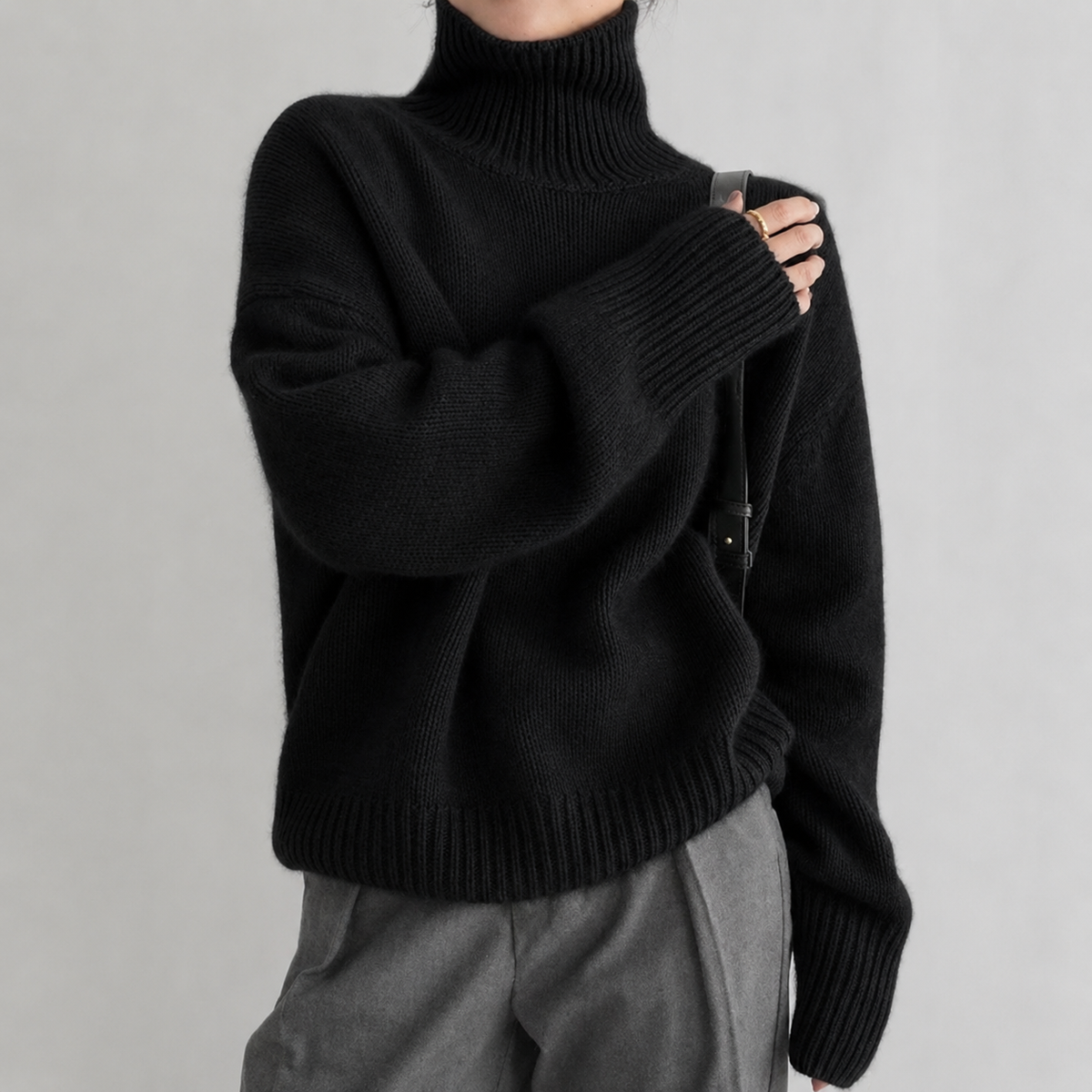 BARBARA™ | MAGLIONE IN SIMIL CACHEMIRE COLLO ALTO