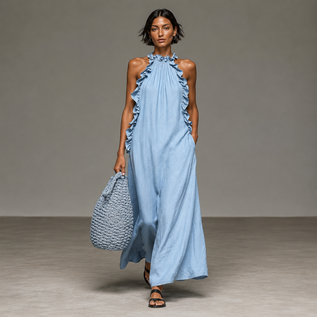 LETIZIA™ | ABITO MAXI CON TASCHE E VOLANT