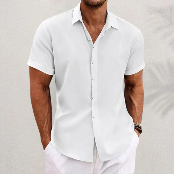 ANGELO™ | CAMICIA IN LINO A MANICHE CORTE