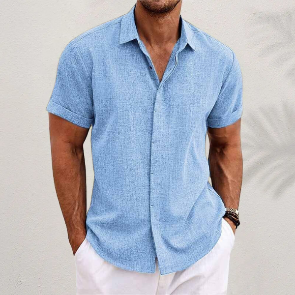 ANGELO™ | CAMICIA IN LINO A MANICHE CORTE