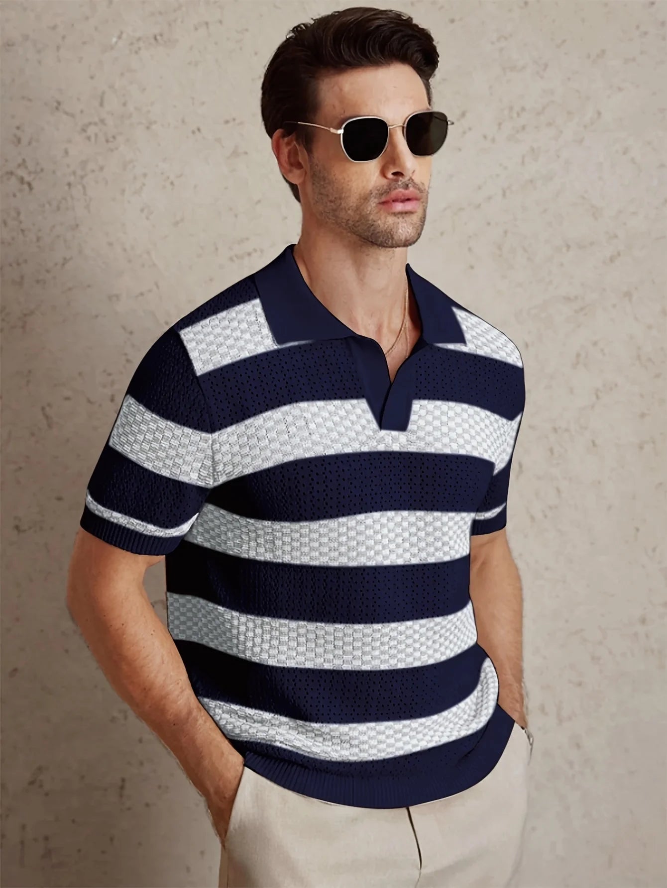 CLAUDIO™ | POLO IN MAGLIA A RIGHE BICOLORE
