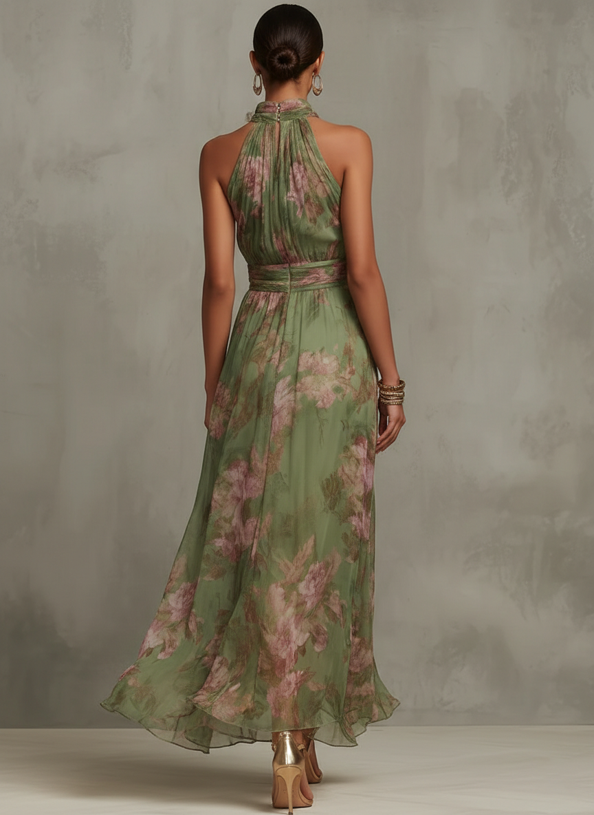 BEATRICE™ | VESTITO LUNGO FLOREALE CON COLLO ALL'AMERICANA