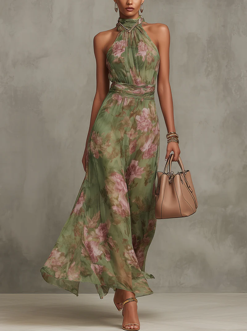 BEATRICE™ | VESTITO LUNGO FLOREALE CON COLLO ALL'AMERICANA