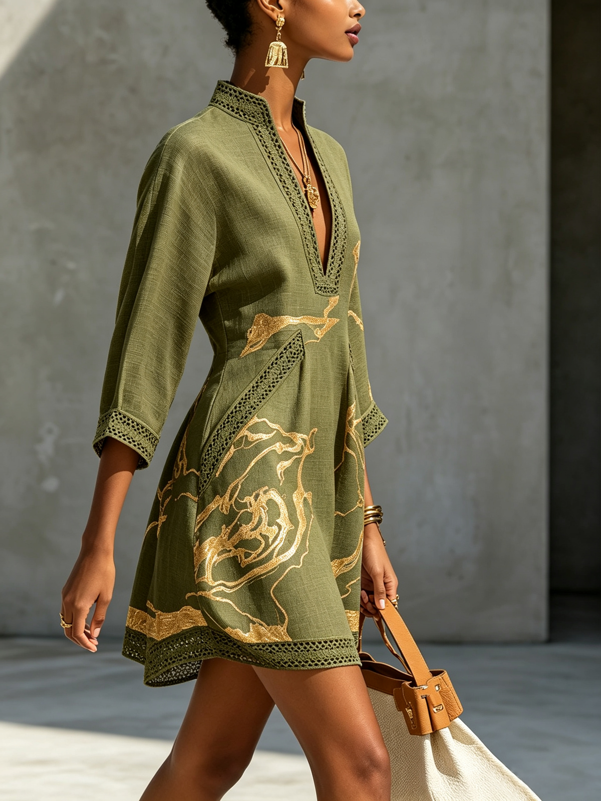 VERONICA™ | ABITO MINI CON SCOLLO A V IN PIZZO CROCHET