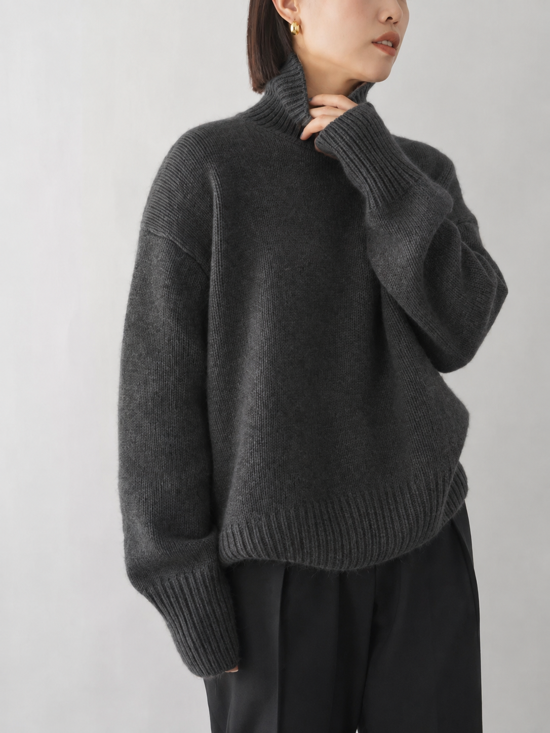 BARBARA™ | MAGLIONE IN SIMIL CACHEMIRE COLLO ALTO