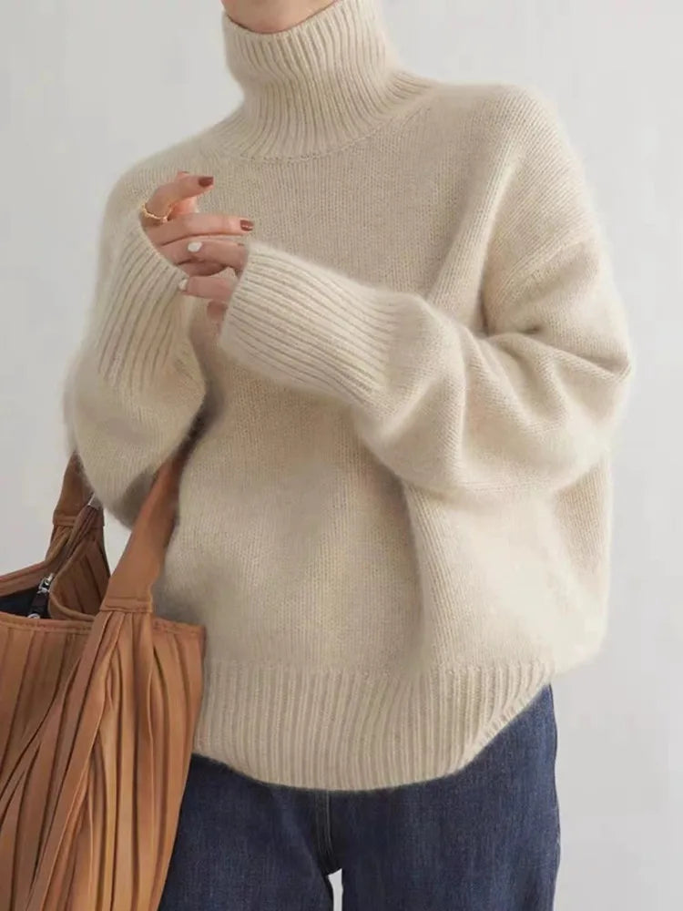 BARBARA™ | MAGLIONE IN SIMIL CACHEMIRE COLLO ALTO