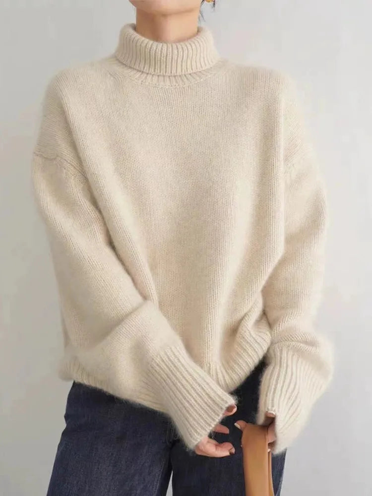 BARBARA™ | MAGLIONE IN SIMIL CACHEMIRE COLLO ALTO