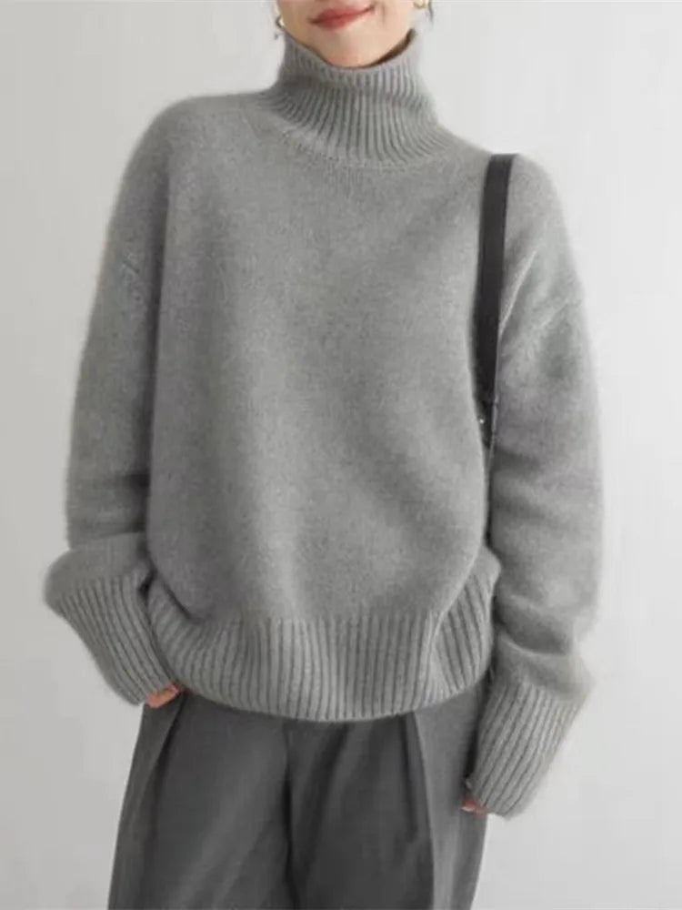 BARBARA™ | MAGLIONE IN SIMIL CACHEMIRE COLLO ALTO